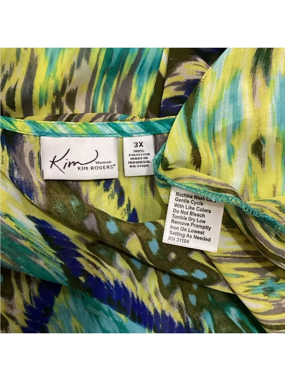 Kim Rogers Woman Multicolor Ikat Print semi sheer kimono 3X - Picture 2 of 11